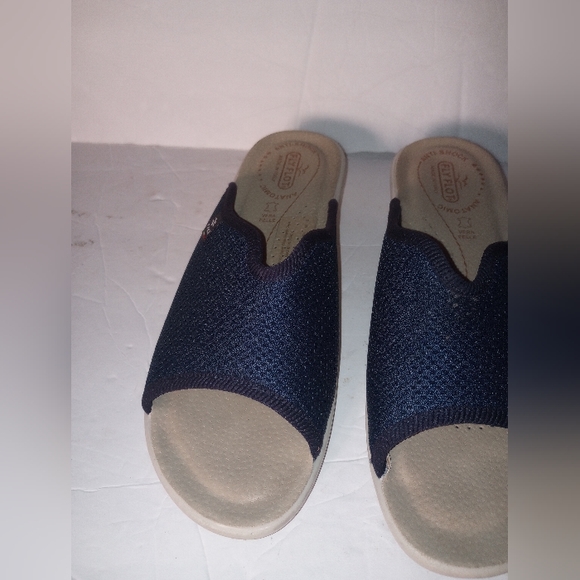 Fly Flot Navy Blue Mesh Fabric Slide Wedge Anatomic Sandal - Women's 9 - Picture 3 of 9